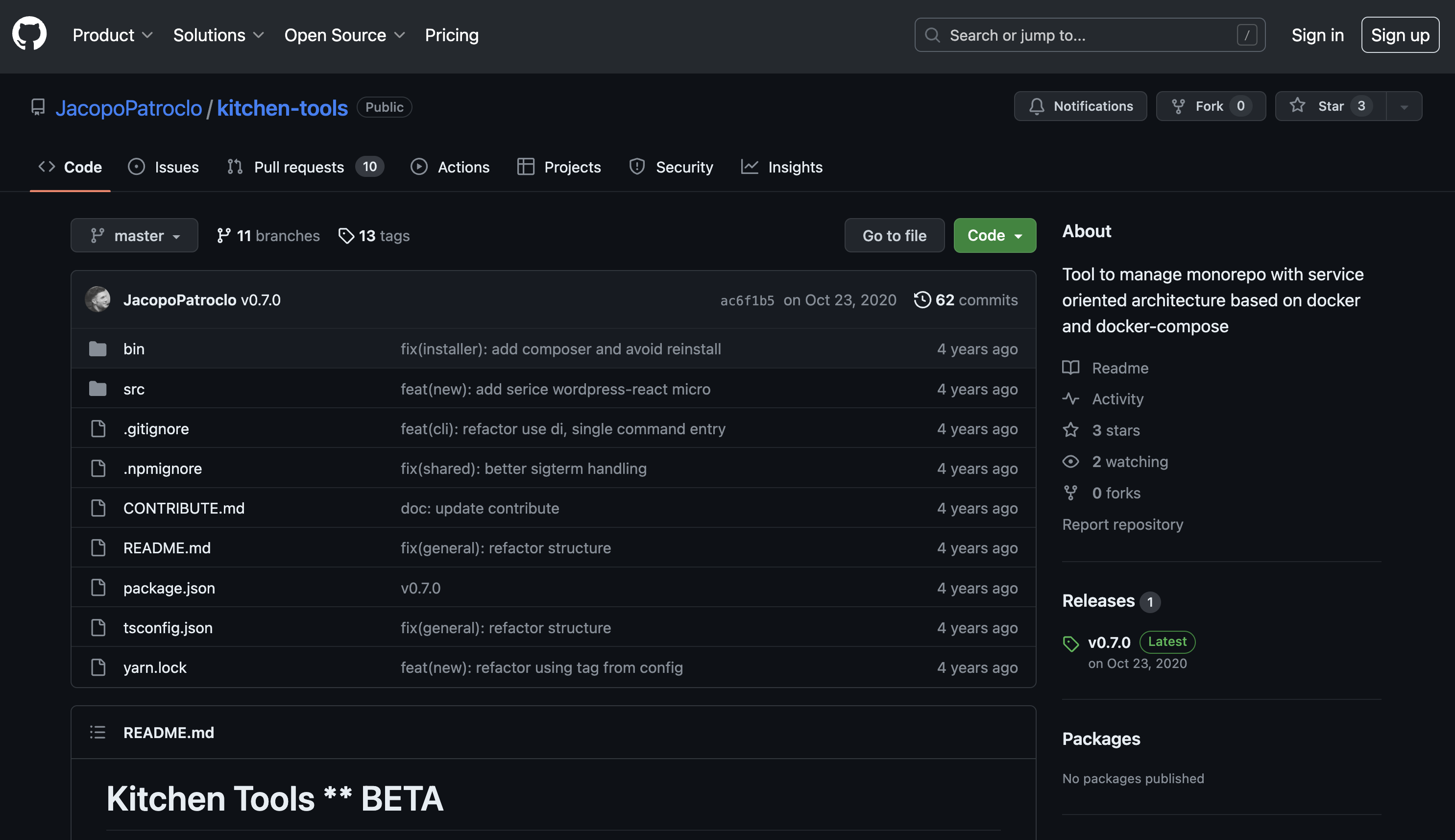 My first npm package, a cli to scaffold docker based projects